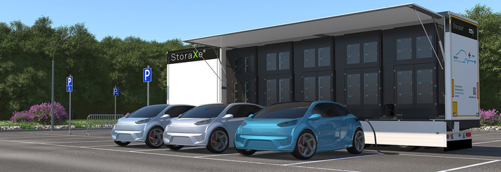 Mobile Ladestation mHPC von Ads-Tec: Ein leistungsstarker Stromspeicher stellt ausreichend Ladeleistung zur Verfügung.