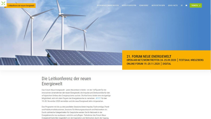 Das Forum Neue Energiewelt findet in diesem Jahr als Onlineveranstaltung statt. - © Conexio
