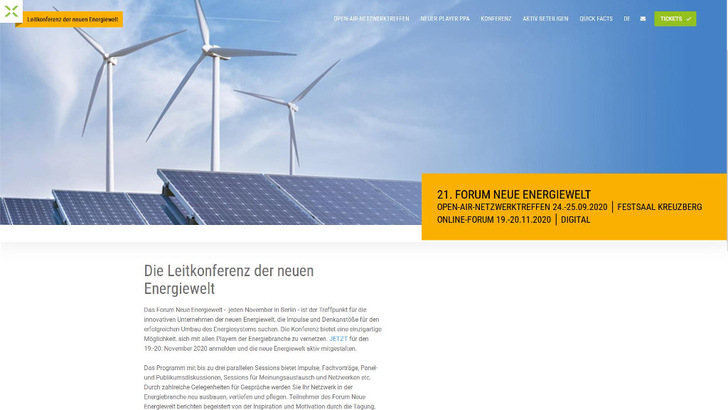 Das Forum Neue Energiewelt findet in diesem Jahr als Onlineveranstaltung statt.