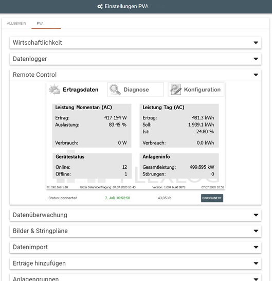 Installateure können mithilfe des intuitiv bedienbaren Monitoring-Tools Solarstromanlagen verwalten. - © Plexlog
