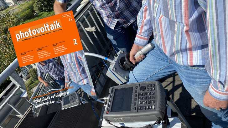 Messung der EMV-Konformität von Mikrowechselrichtern an einer Anlage in der Schweiz.