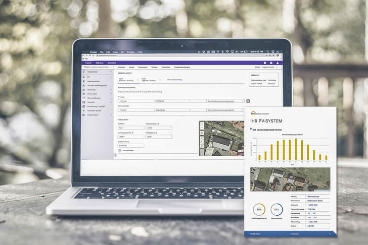 Systemübersicht mit dem Solarrechner. - © Foto: Eturnity AG
