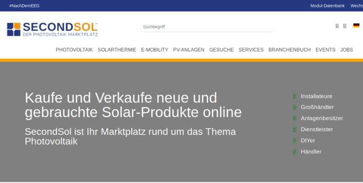 Die Nutzbarkeit des Handelsplatzes für Solarkomponenten wurde vereinfacht.