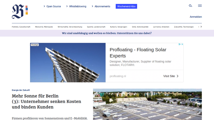 Die Berliner Zeitung setzt ihren Ratgeber rund um die solare Energiewende fort.