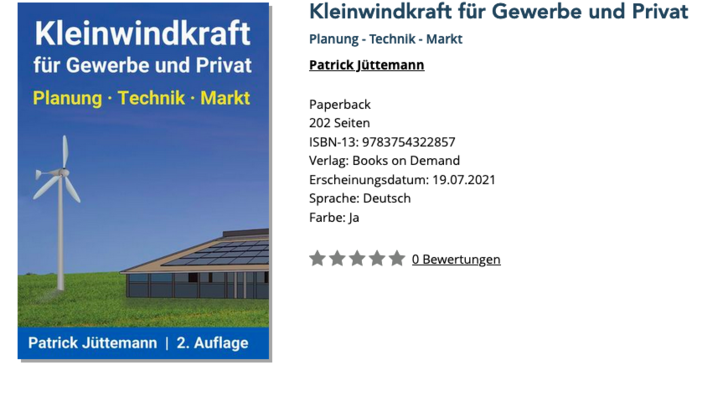 Das Fachbuch „Kleinwindkraft für Gewerbe und Privat" gibts nun auch gedruckt. - © Kleinwindkraft-Portal
