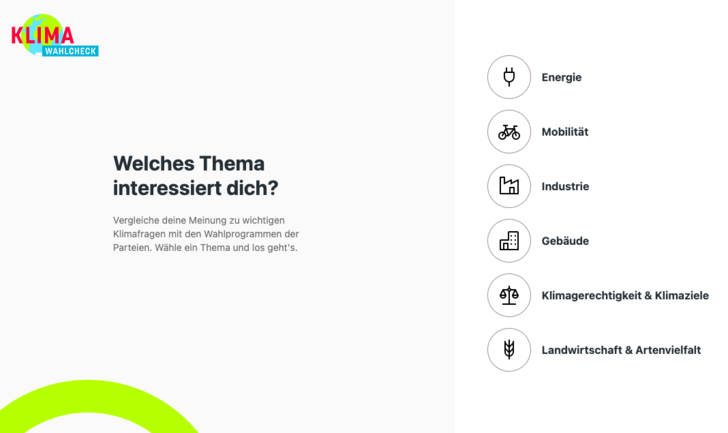Mit einem neuen Online-Tool auf können sich Wähler über die Klima-Positionen der Parteien zur Bundestagswahl informieren.