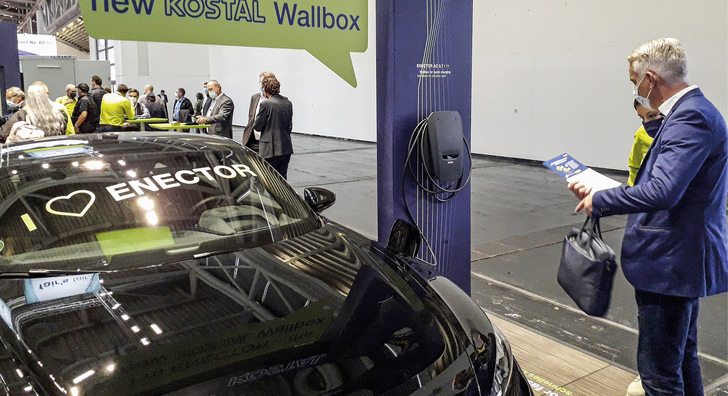 Die neue Wallbox Enector von Kostal wurde in München erstmals gezeigt. - © Foto: Heiko Schwarzburger
