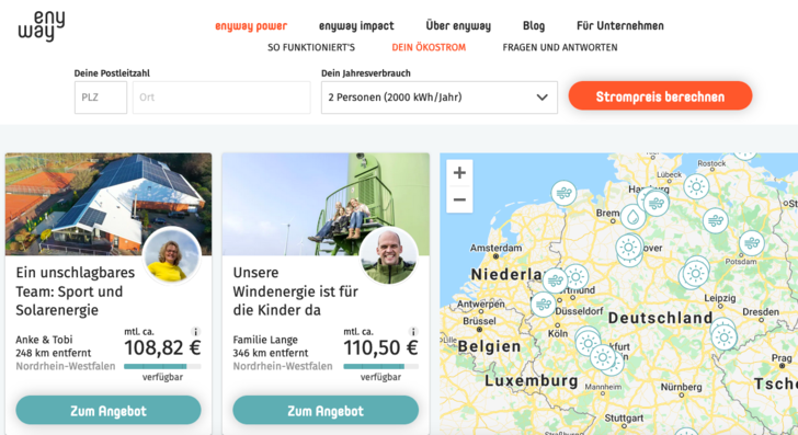 Enyway hat Ökostrom aus der Region angeboten.