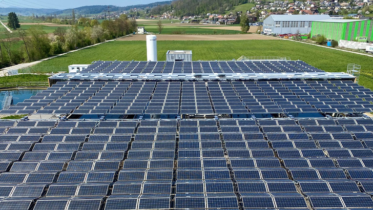 Die Anlage in Reinach überspannt 4.400 Quadratmeter. - © EWS Energy/DHP Technology
