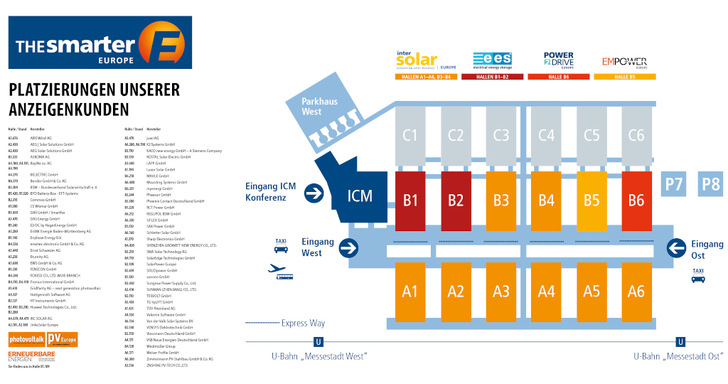 Der neue Messeplaner bietet Ihnen eine Orientierungshilfe in den Münchener Hallen. - © GV/Solar Promotion
