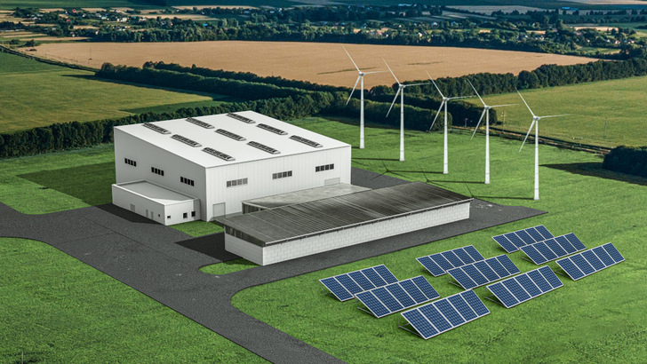 So wird die Recyclinganlage in Schwarzheide aussehen - natürlich betrieben mit Ökostrom. Sie senkt den CO2-Fußabdruck der Elektromobilität.