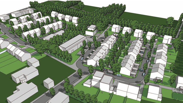 So soll das neue Quartier in Nettetal aussehen. Es wird über ein teilautarkes Mikronetz mit Energie versorgt. - © Jung Stadtkonzepte, Köln
