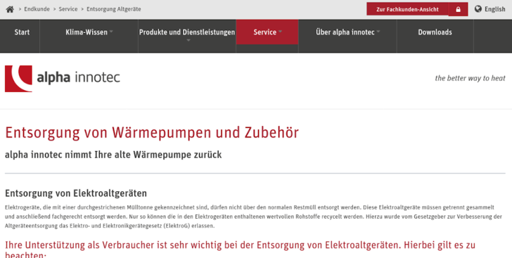 Die Rücknahme kann bequem per Webseite erledigt werden.