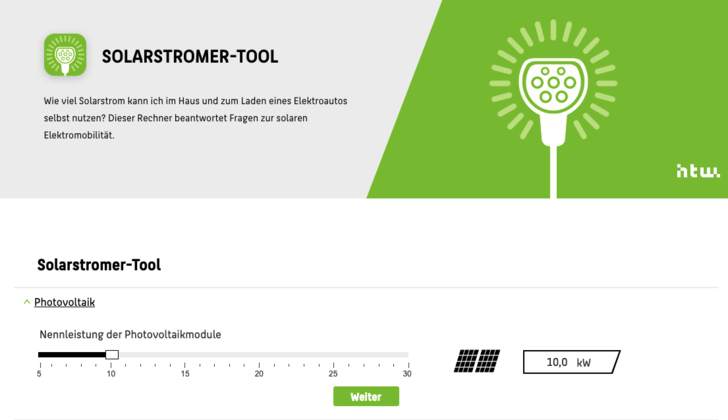 Reicht der Solarstrom aus? Dieser Rechner beantwortet Fragen zur solaren Elektromobilität.