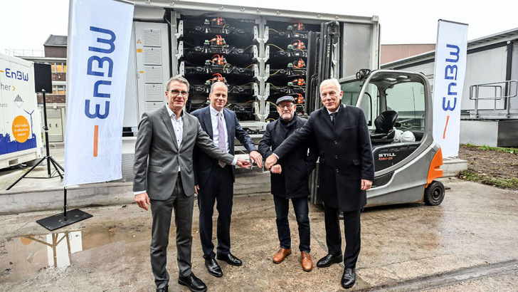 Inbetriebnahme des neuen Containerspeichers der EnBW in Heilbronn.