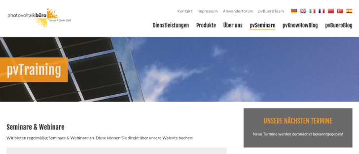 Alle Angebote finden Sie auf der Website des PV Bueros.