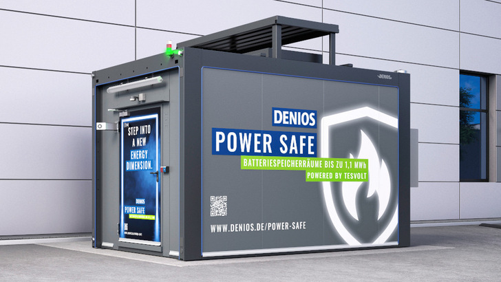 Die Speicherserie Power Safe wurde von Denios und Tesvolt gemeinsam entwickelt. Sie erfüllt auch sensibelste Sicherheitsanforderungen in Gewerbe und Industrie. - © Denios
