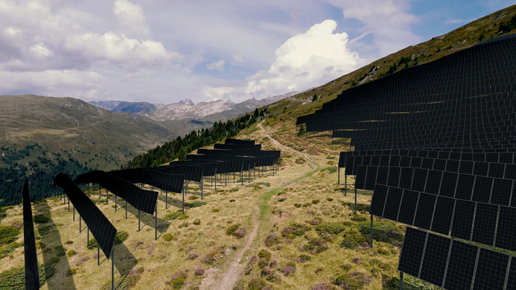 Das Projekt Ovra Solara Camplauns soll Natur, Freizeit und solaren Winterstrom vereinen. - © Axpo
