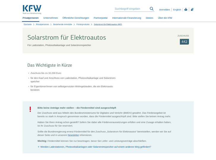 Website ist dicht: Derzeit können keine Anträge mehr gestellt werden. - © KfW
