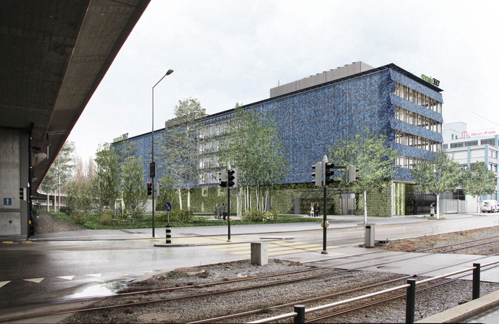 Der Bau der Solarstromfassade in Zürich an der Aargauerstrasse 182 steht derzeit noch unter dem Vorbehalt der Baubewilligung. - © Energie 360 Grad
