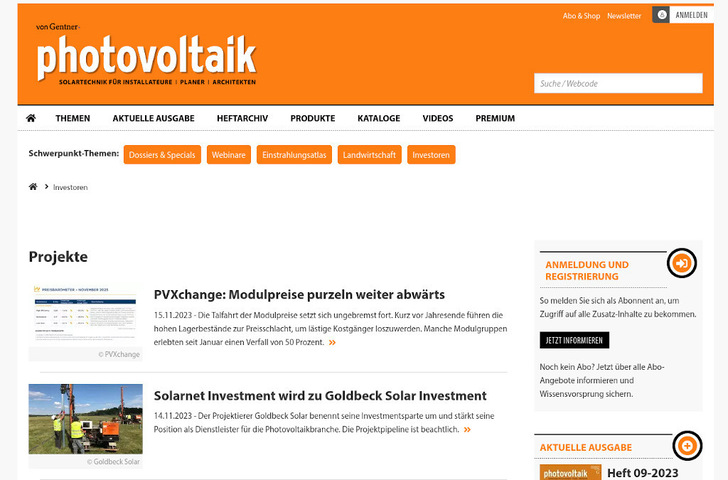 Unser Investorenkanal wird durch einen aktuellen Newsletter für die Finanzbranche ergänzt.