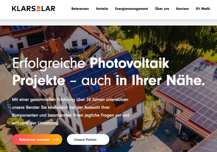 Die Website des Solarbetriebs.