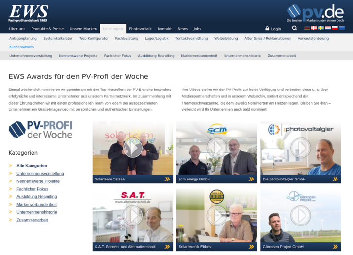 Die Videos werden in Webportal von EWS präsentiert.
