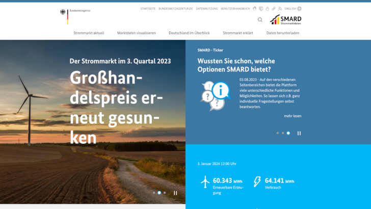 Im Webportal Smard der Bundesnetzagentur finden sich aktuelle Kennzahlen zum Strommarkt.