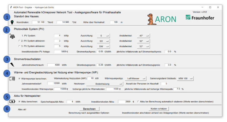 Die Eingabemaske von Aron im Überblick. - © Fraunhofer IWu
