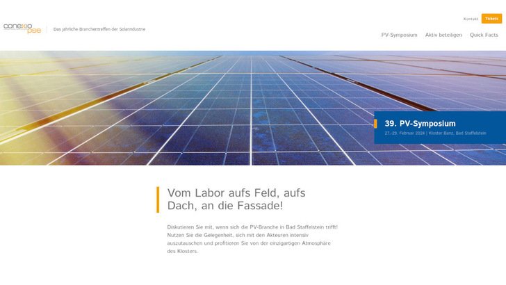  Bereits zum 39. Mal trifft sich die Photovoltaikbranche im Kloster Banz.