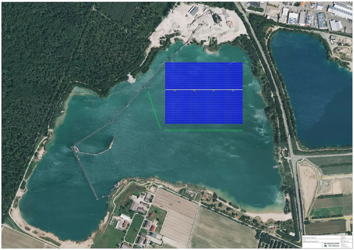  So soll der chwimmende Solarpark auf dem Philippsee einmal aussehen.