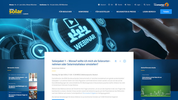  Das Webinar wird aktuelle Änderungen durch das Solarpaket erläutern.