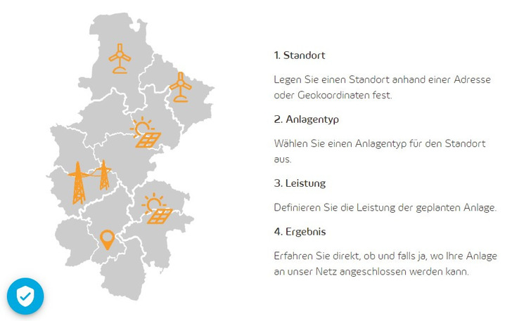 Vier Schritte: Dann gibt es das unverbindliche Ergebnis der schnellen Netzanschlussprüfung. - © Westnetz
