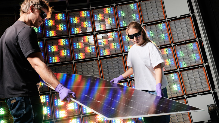 Der erste Prototyp eines Moduls mit Tandemzellen aus Perowskiten wurde in Freiburg ausgemessen.