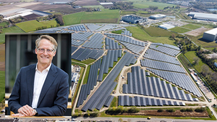 Joachim Goldbeck ist CEO der Goldbeck Solar Gruppe. Hintergrund: Der Solarpark in Bavelse Berg in der niederländischen Region Breda entstand auf einer Mülldeponie, die weiterhin genutzt wird. Er leistet 37 Megawatt.
