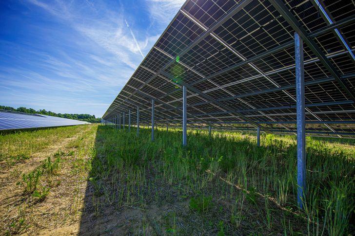 Der Solarpark in Kleinlangheim stellt eine Leistung von fünf Megawatt bereit. Er entstand mit bifazialen Modulen.