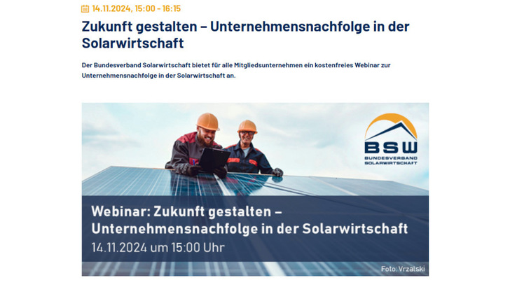 Fast die Hälfte der Solarhandwerker gehen bald in Rente. Doch wie gelingt eine erfolgreiche Unternehmesnachfolge?