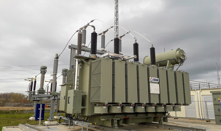 Trafo für den Anschluss eines Solarparks an 110 Kilovolt.