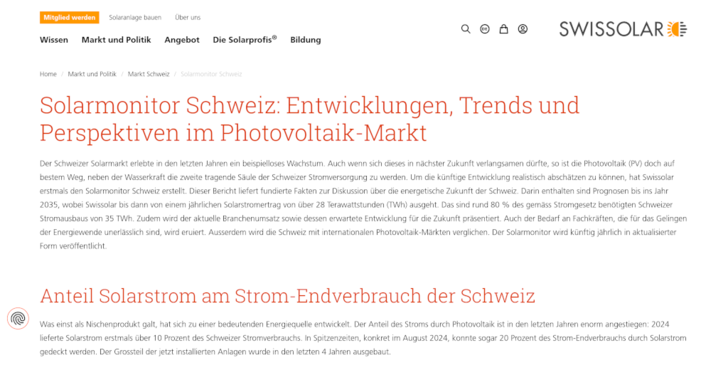 Künftig wird der Solarmonitor jedes Jahr aktualisiert.