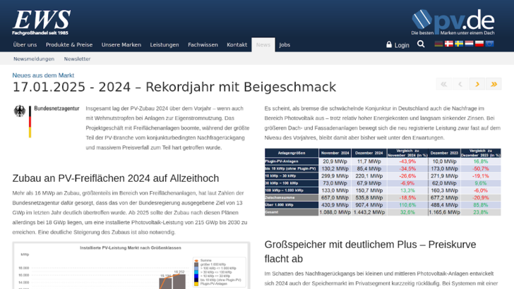 Auf der Website von EWS sind die Trends detailliert dargestellt.