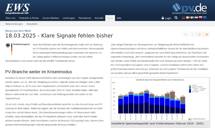 Der Zubau blieb auch im Februar eher verhalten.