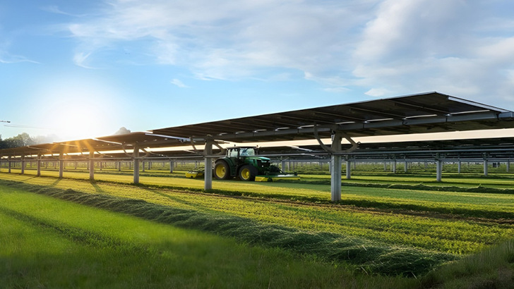 Die Solarmodule schützen Pflanzen im Sommer vor starker Sonneneinstrahlung.