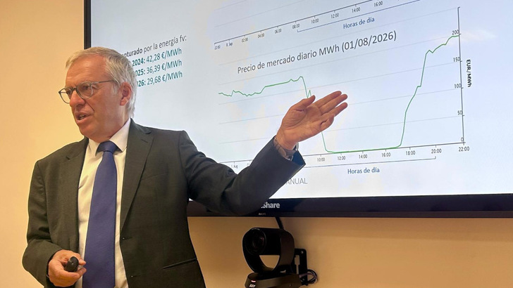 Der Generaldirektor der UNEF, José Donoso, zeigt das Problem bei seinem Vortrag in Madrid.