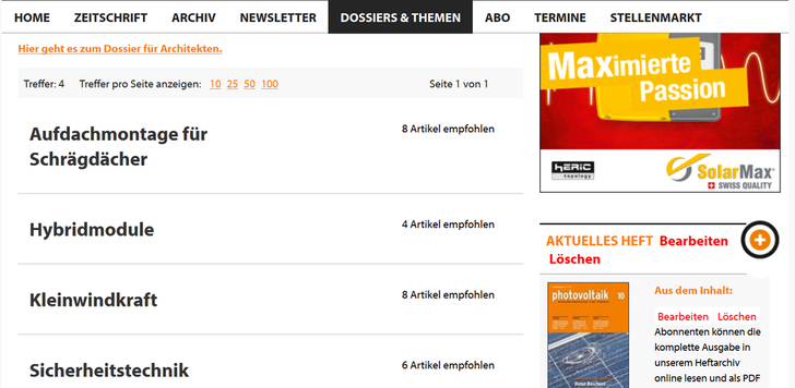 Die Dossierthemen im Überblick.