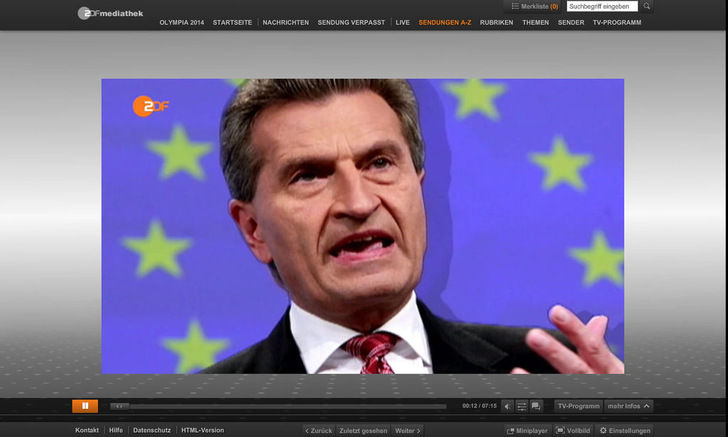 Frontal 21 berichtet, dass EU-Kommissar Oettinger mit falschen Zahlen rechnet. - © ZDF/Frontal21
 Frontal 21 berichtet, dass EU-Kommissar Oettinger mit falschen Zahlen rechnet.