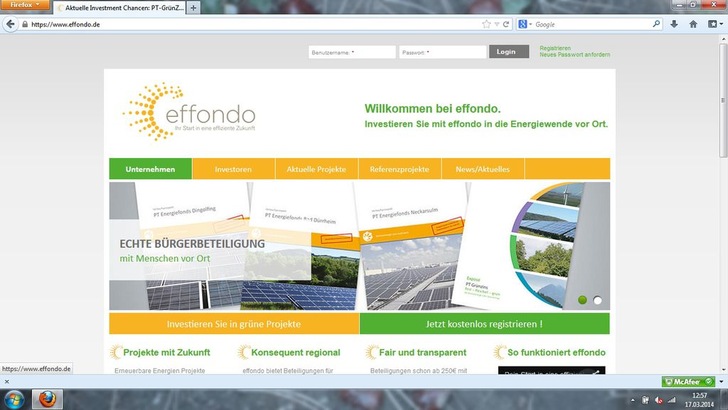 Die neue Webplattform Effondo erleichtert die Beteiligung von Bürgern an großen Dachanlagen für Industrie und Gewerbe. - © PT EE/HS
