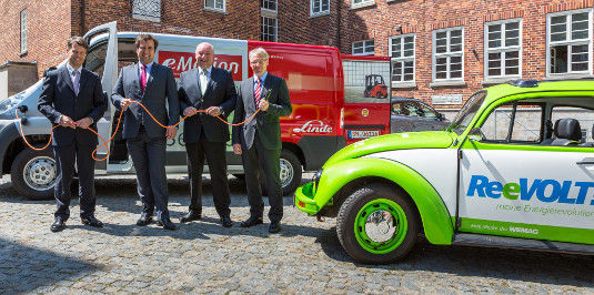 Die Wemag und der Gabelstaplerhersteller Linde werden in Zukunft den Elektrotransporter gemeinsam vermarkten.