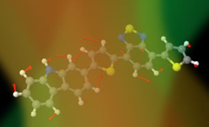 Zunächst beschießen die Forscher das Material mit grünem Licht, das vom Polymer absorbiert wird und das Material in einen Angeregten Zustand versetzt. Mit einem Paar Laserstrahlen aus infrarotem und weißen Licht können sie diesen Zustand visualisieren.