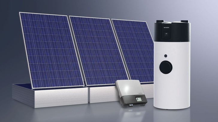 Photovoltaik und Wärmepumpen sind ein ideales Gespann für die Versorgung mit Strom und Wärme. - © Schüco
