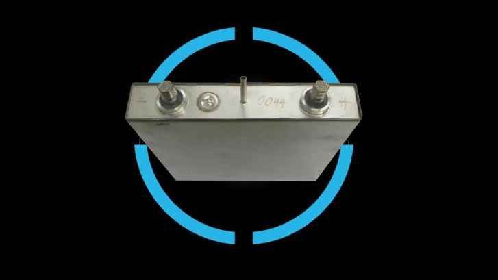 Die neue Zelle von Alevo. Auf der Messe fehlte allerdings die geheime Elektrolyt-Flüssigkeit.